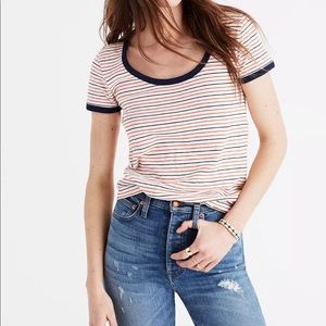 Madewell Recycled Cotton Ringer Tee in Sacramento Stripe Size Large